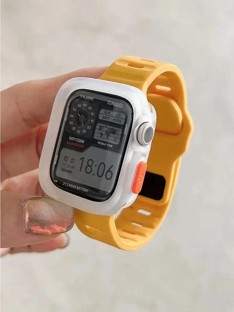 Candy Silicone Case+ band For Apple Watch Series 9 45mm band 8 7 42mm 41mm SE 6 5 4 3 2 1 44mm 40mm 38mm Apple Watch Ultra 2 49mm