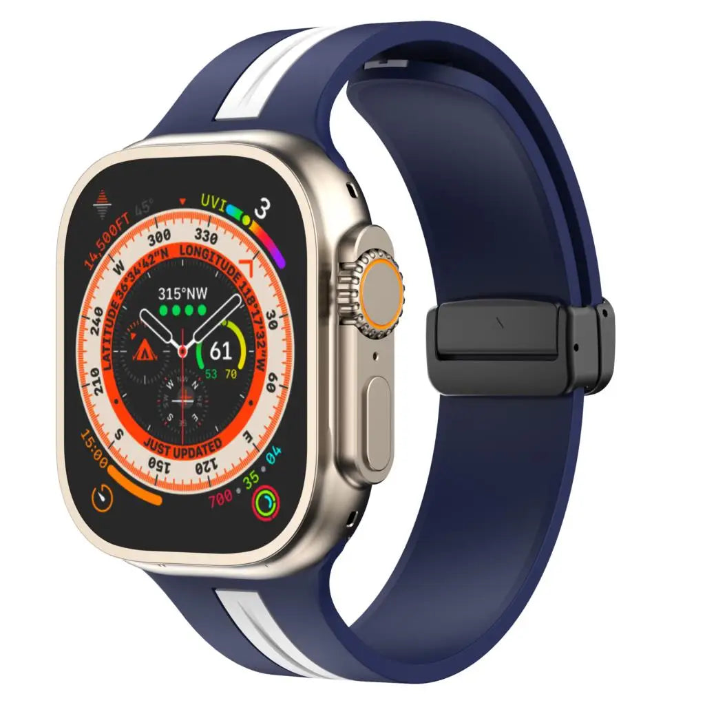 Magnetic buckle band For Apple Watch Ultra 2 band 49mm 44mm 40mm 45mm 41mm 38mm Silicone band Apple Watch Series 7 3 6 5 SE 8 9
