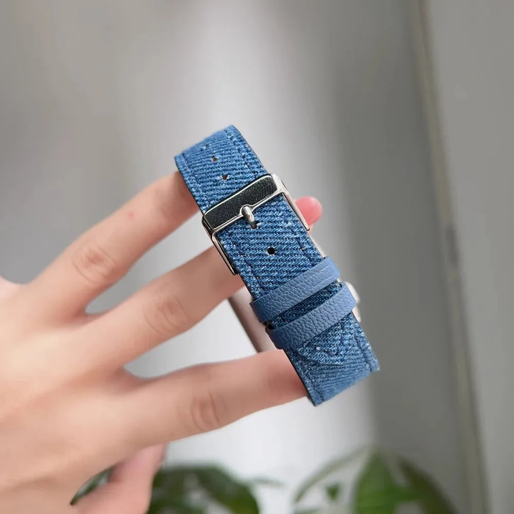 Denim Leather loop Correa For Apple Watch band Series Ultra 10 9 8 7 6 5 4 3 2 1 38mm 40mm 41mm 42mm 44mm 45mm 46mm 49mm band