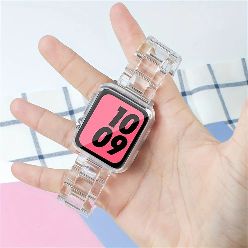Transparent Link band for Apple Watch band 44mm Ultra 49mm 41mm 45mm 46mm 42mm glacier band Apple Watch Series 10 9 8 7 6 5 4 3