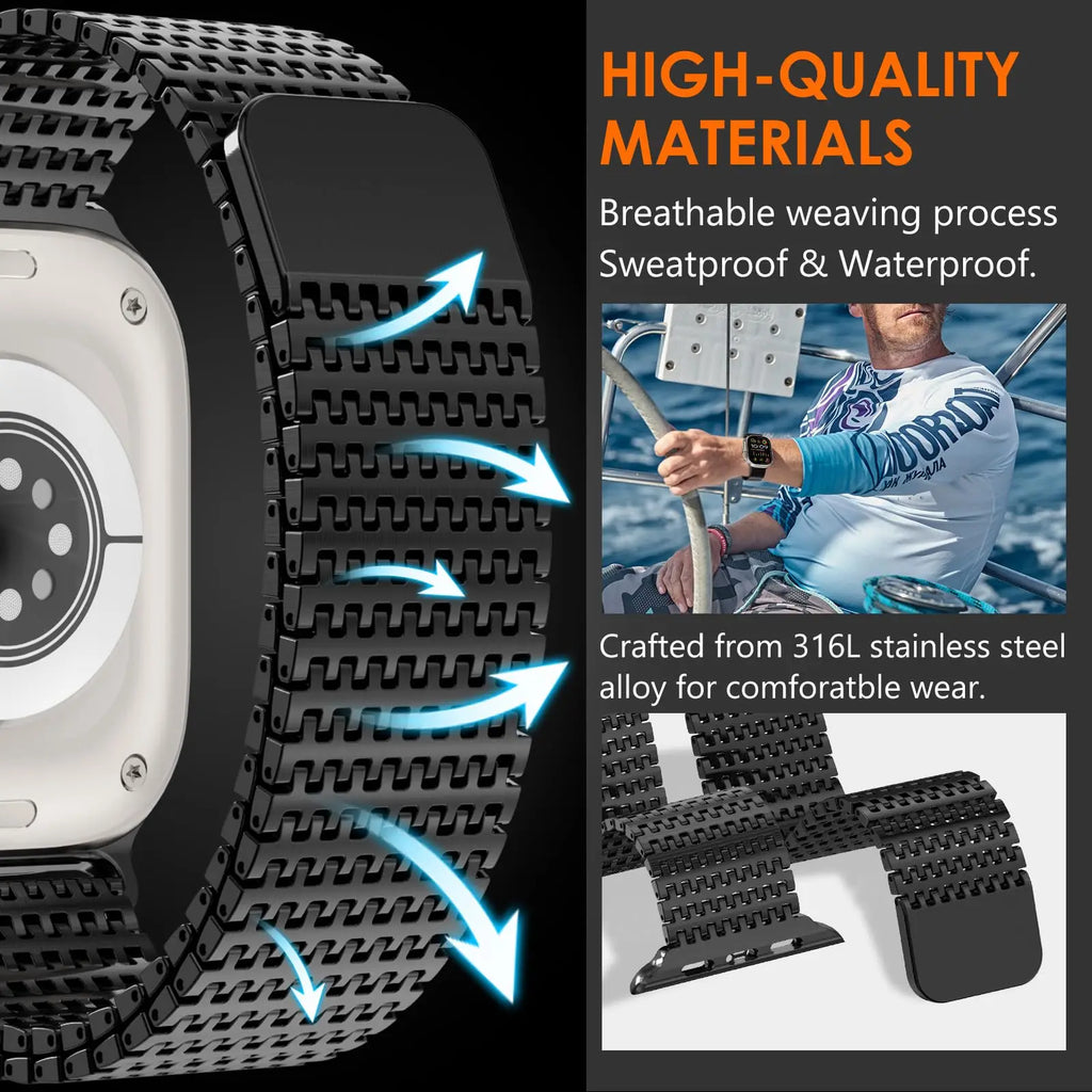 Magnetic Stainless Steel band for Apple Watch band 45mm 44mm 49mm 42mm metal belt band Apple Watch Series 9 8 7 6 3 5 SE Ultra 2