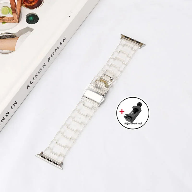 Luxury Resin band for Apple Watch Ultra 2 band 49mm 45mm 41mm 40mm 44mm 38mm 42mm Link band Apple Watch Series 9 7 8 6 SE 5 4 3