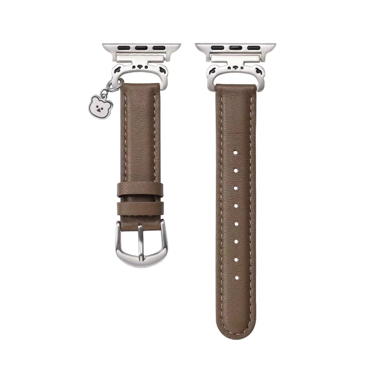 Metal Bear leather loop For Apple Watch band women 11 10 9 8 7 6 5 4 3 SE 38mm 40mm 41mm 42mm 44mm 45mm 46mm 49mm band