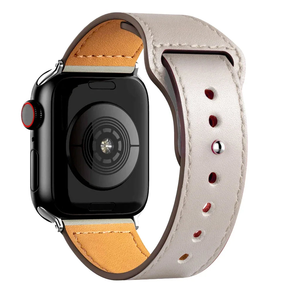 Leather band For Apple Watch Ultra 2 49mm 44mm 40mm 41mm 45mm 38mm 42mm wrist band for Apple Watch Series 9 8 7 3 4 5 6 se