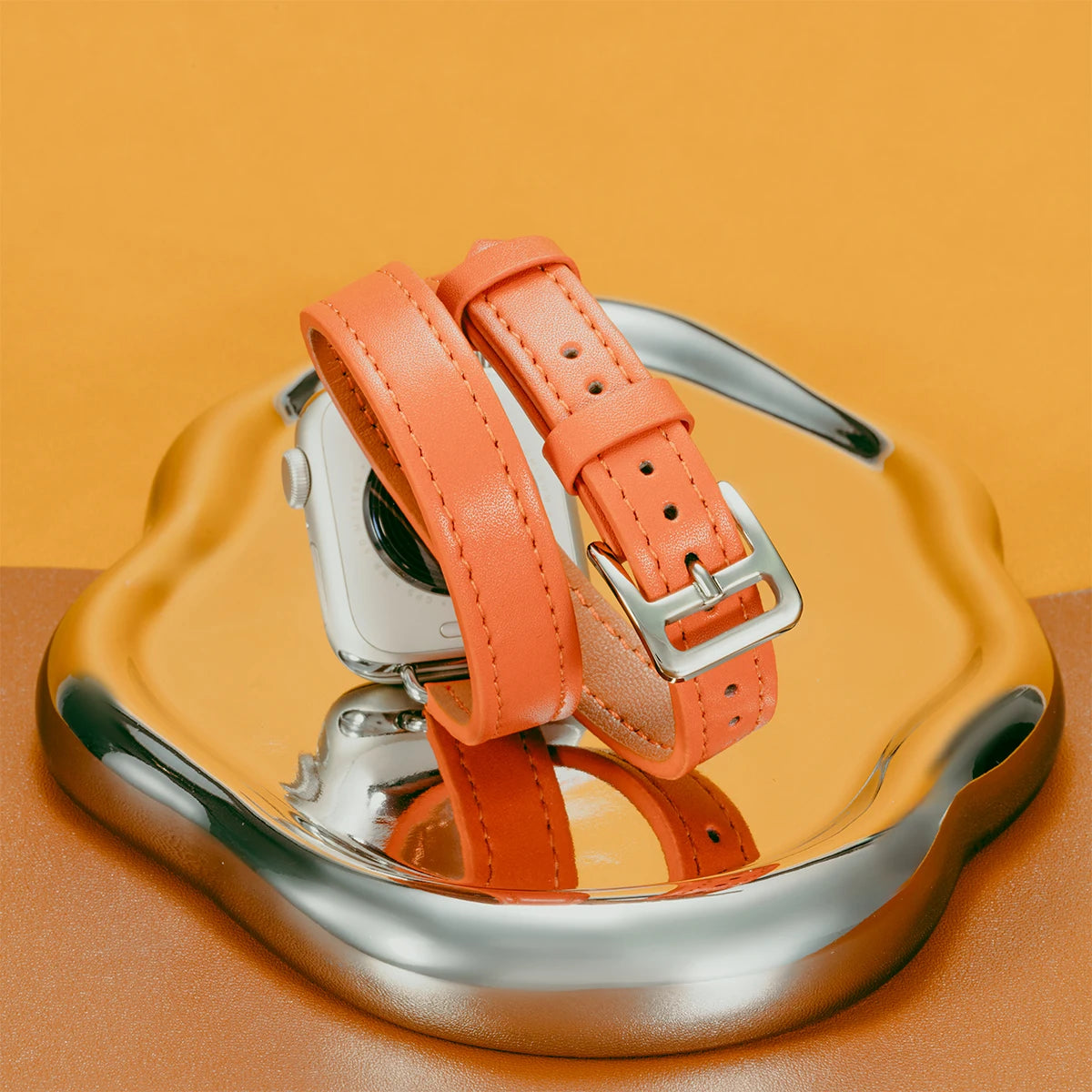 For Apple Watch band 40mm 41mm Double Tour leather band 45mm 44mm Series 9 8 7 6 SE 5 4 for Apple Watch 11 10 42mm 46mm Fashion Correa