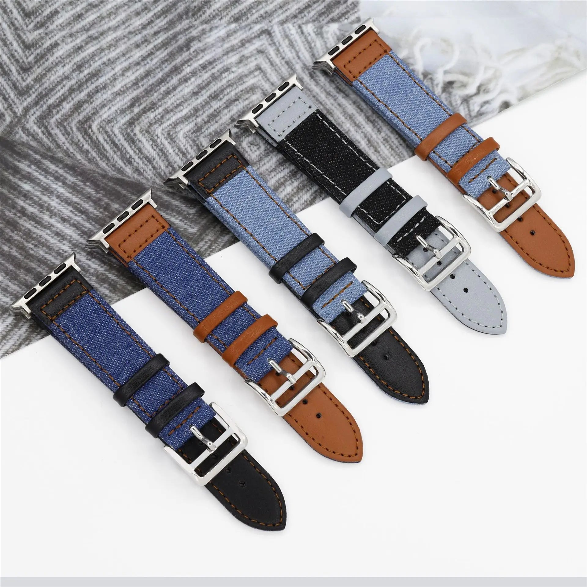 Suitable for Apple Watch band denim leather Apple Watch SE 49mm high quality wristband 40mm 38mm 44mm 41mm 42mm 45mm Ultra9 8 7 6 54 band