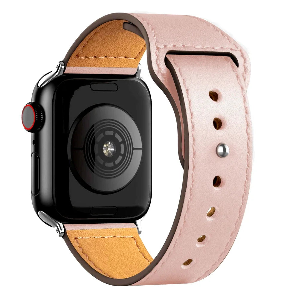 Leather band For Apple Watch Ultra 2 49mm 41mm 45mm 44mm 40mm 46mm 42mm Wrist band for Apple Watch Series 9 8 7 3 4 5 6 10