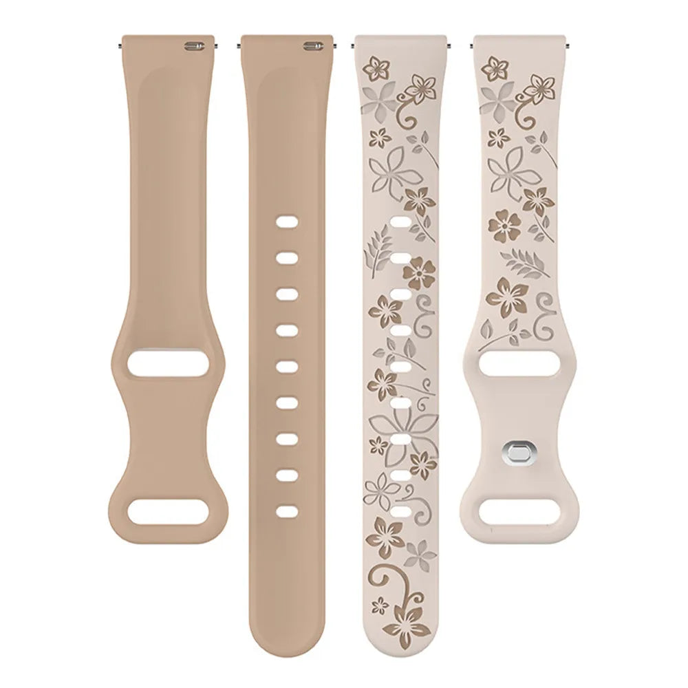 18mm 20 22mm Women Silicone Engraved Bracelet for Huawei GT5/GT4 41mm GT5Pro 46mm Band for Samsung Galaxy FE 7 6 40mm 44mm Strap