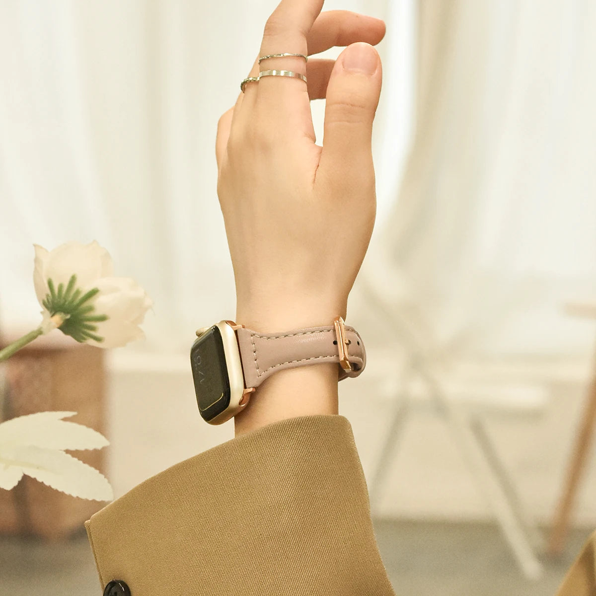 Slim Leather band For Apple Watch Series 10 11 42mm 46mm 9 8 7 41mm 45mm band 42mm Ultra 49mm band Apple Watch SE 6 5 4 3 40mm 44mm