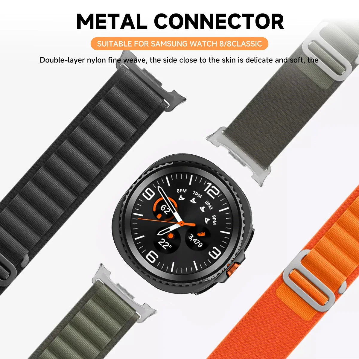 Nylon Straps For Samsung Galaxy Watch 8/8 Classic 40 44mm 46mm Smartwatch Watchband Sport Loop Bracelet For Galaxy Watch 8 Band