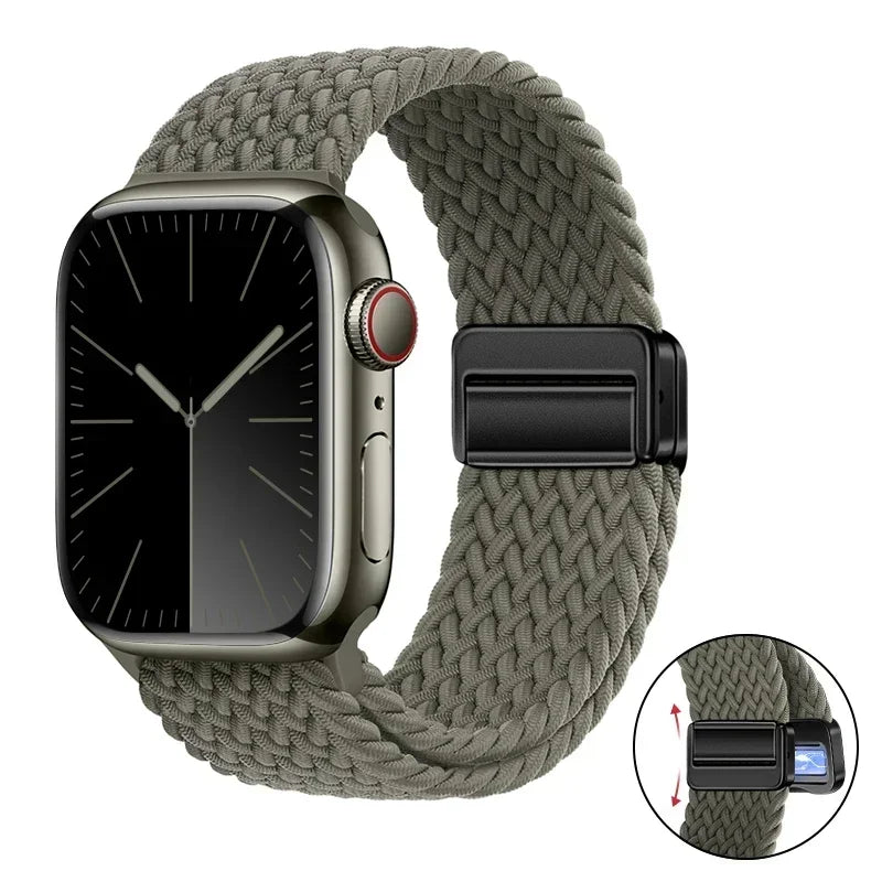 Magnetic Braided band For Apple Watch band 46mm 42mm 45mm 41mm 44mm 40mm Ultra 2 49mm Nylon band Apple Watch 10 9 8 7 6 5 4 SE
