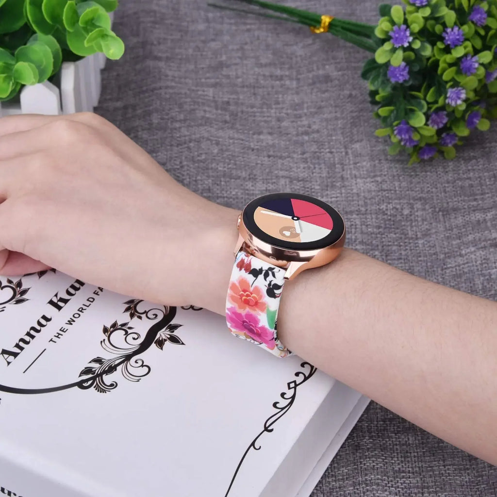 20mm/22mm strap For Samsung Galaxy watch 7/4/6/5 pro/Classic Active Printing Silicone bracelet For Amazfit GTR/GTS 4-2 mini band