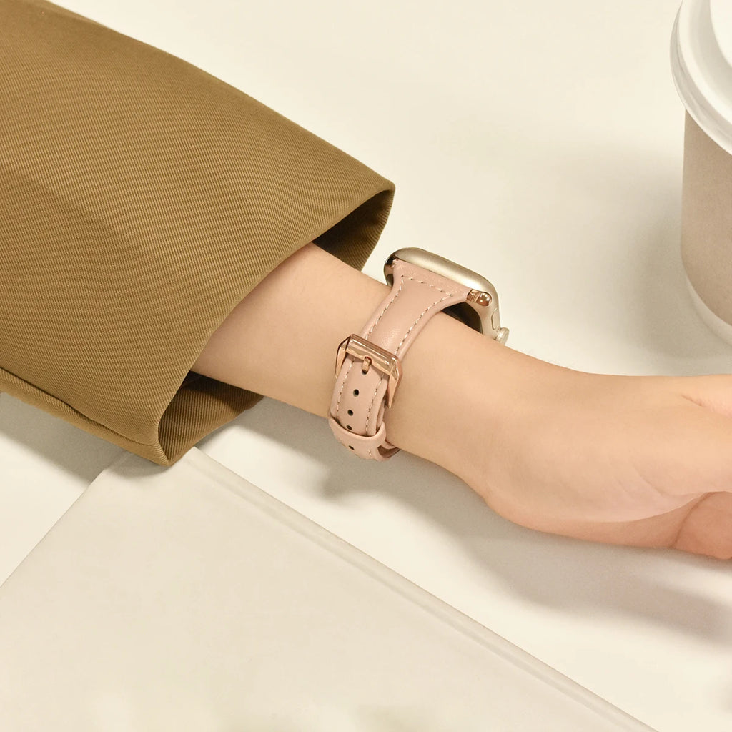 Slim Leather band For Apple Watch Series 10 11 42mm 46mm 9 8 7 41mm 45mm band 42mm Ultra 49mm band Apple Watch SE 6 5 4 3 40mm 44mm