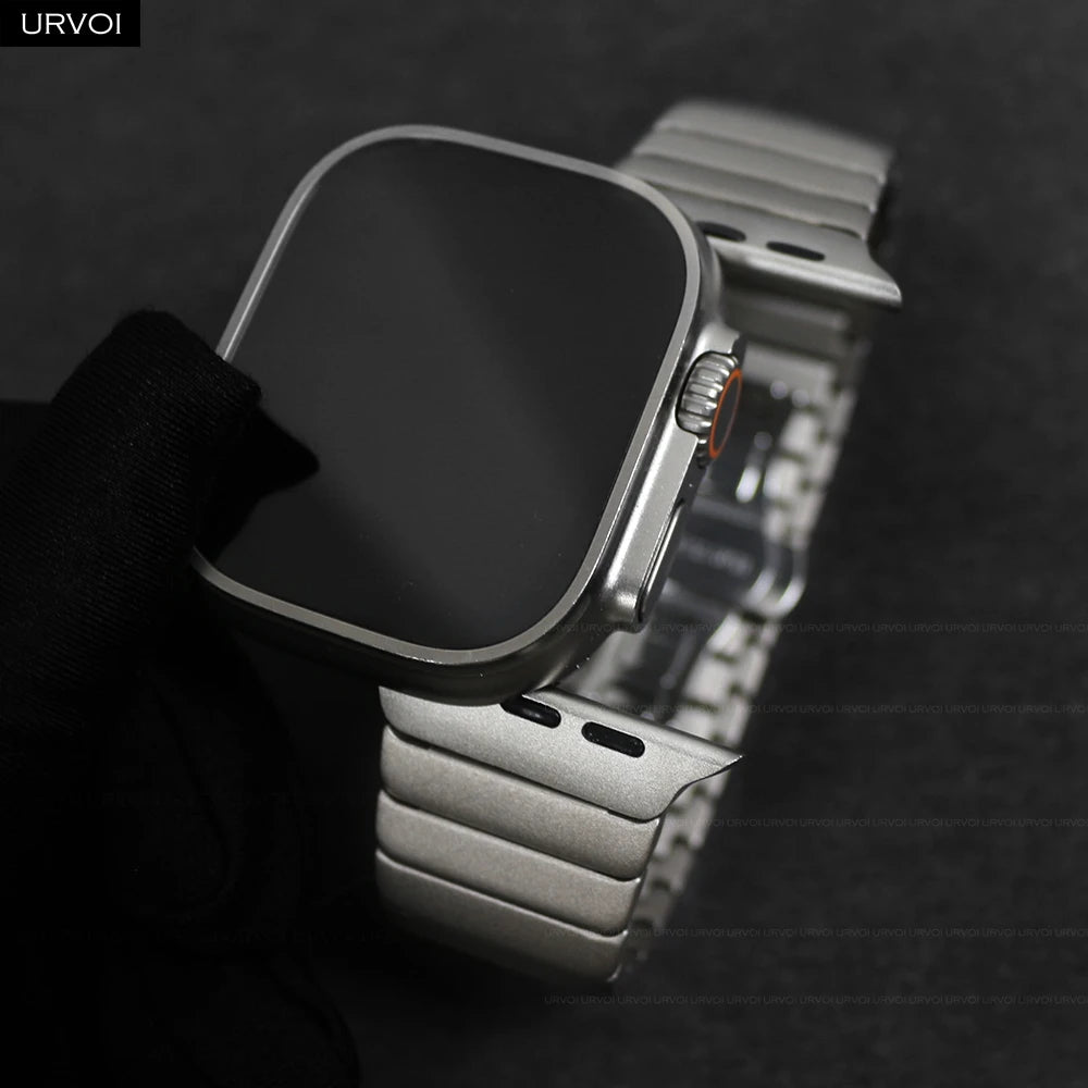 URVOI band for Apple Watch Ultra 3 2 Link band gen.1 3 stainless steel band butterfly clasp wristband for Apple Watch 45mm 46mm 49mm