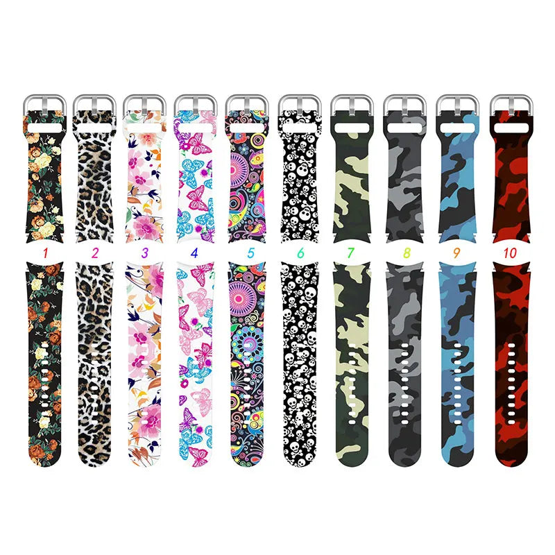 Leopard Printed Strap For Samsung Galaxy 4/5 40mm 44mm 5 Pro 45mm Silicone Bracelet For Watch 4 Classic 42mm 46mm Watchband+Case