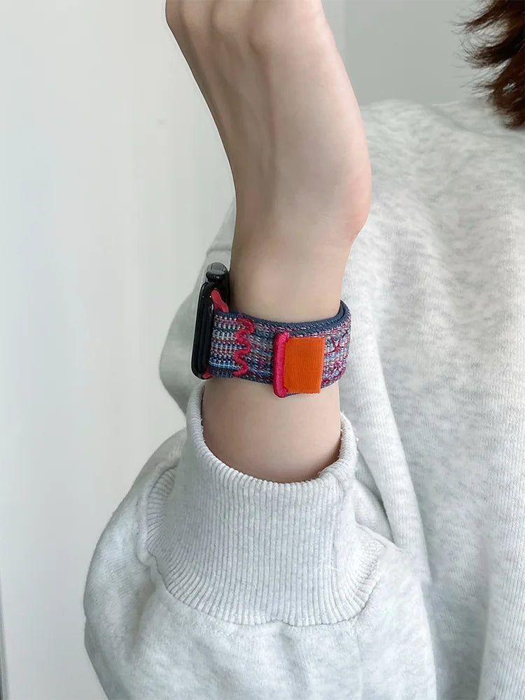 For Apple Watch band 49mm Series 11 10 9 8 7 6 5 4 SE Ultra 2 3 Stripe band 42mm 46mm 45mm 40mm 44mm 41mm Apple Watch Sport Nyon Loop