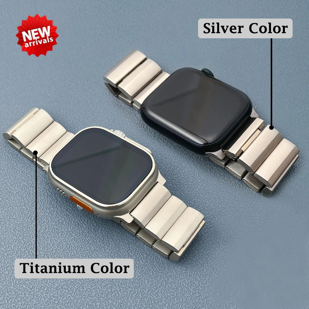 Luxury Titanium band For Apple Watch Ultra 2 49mm 45mm 41mm 44mm 46mm Men Business band For Apple Watch Series 10 9 8 7 6 5 4 SE band