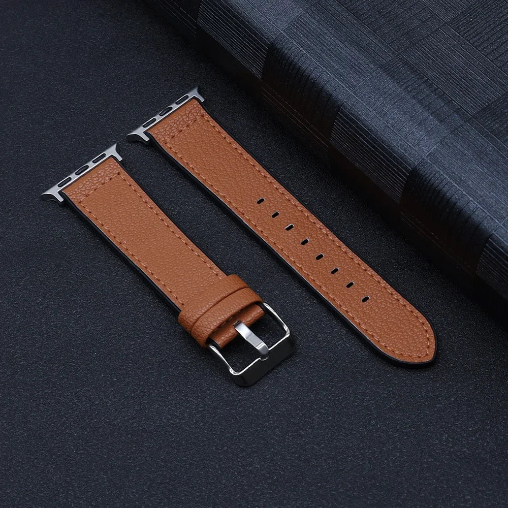 PU Leather band for Apple Watch band 45mm 44mm 40mm 42mm 46mm 41mm Ultra 49mm soft band for Apple Watch Series 10 9 8 7 6 5 SE 4