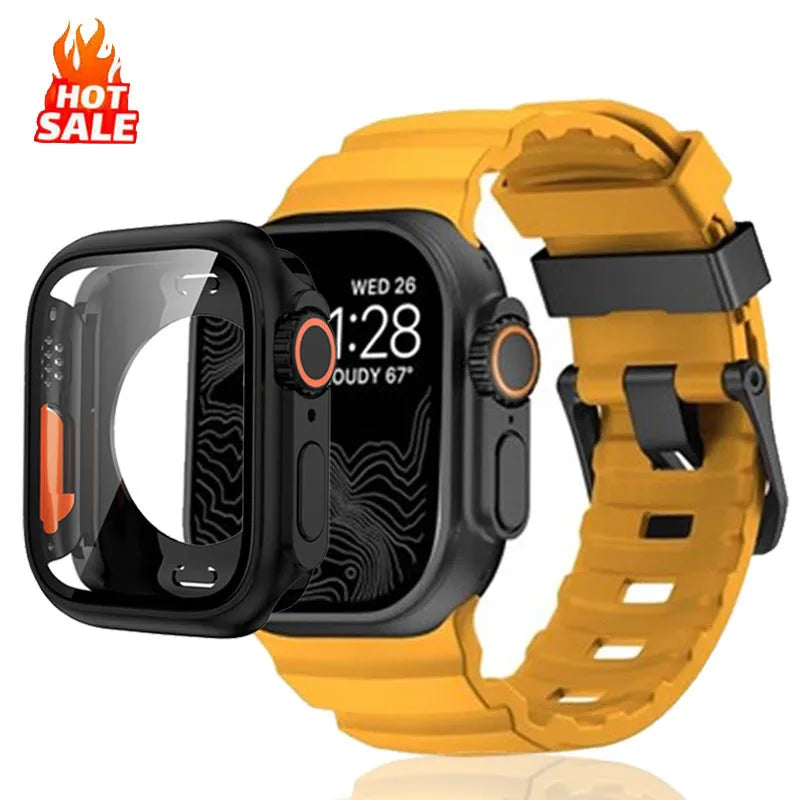 Silicone band+Case Change to Ultra For Apple Watch Ultra 10 9 8 7 6 5 4 SE For Apple Watch 46mm 49mm 45mm 44mm 42mm 41mm 40mm 38mm