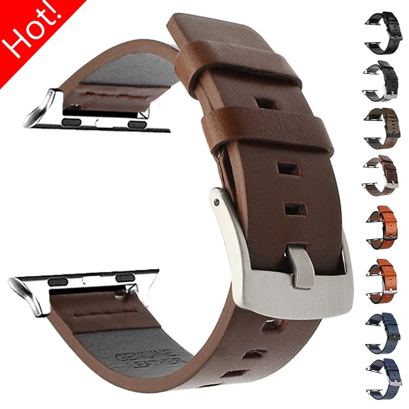Leather band for Apple Watch Ultra 2 band 49mm S10 46mm 9 8 7 45mm 41mm High Quality band for Apple Watch Series 6 SE 5 4 44mm 40mm