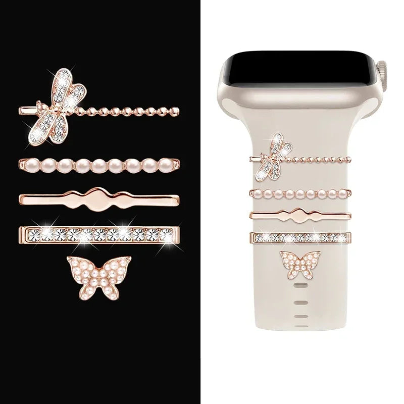 Decoration For Apple Watch Ultra 2 band 10 9 8 7 Diamond Jewelry Charms Accessories samsung Huawei watch band 20 22mm band