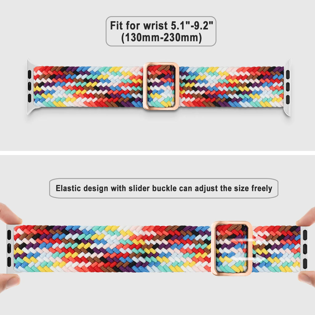 Braided band For Apple Watch band 44mm 45mm 49mm 46mm 40mm 41mm 38mm Elastic Adjustable Nylon band Apple Watch Series 11 10 9 8 SE 7 Ultra3
