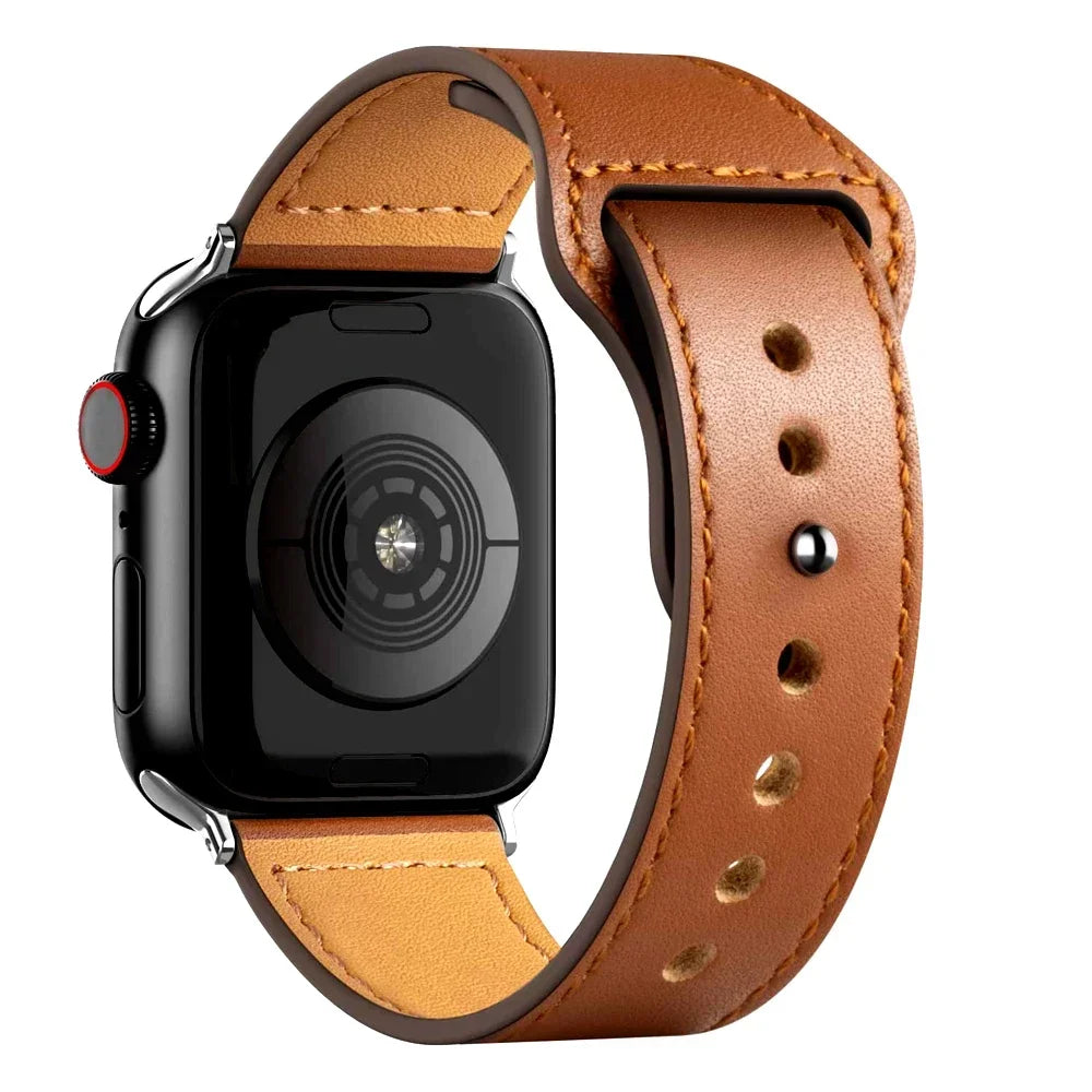 Leather band For Apple Watch Ultra 2 49mm 41mm 45mm 44mm 40mm 46mm 42mm Wrist band for Apple Watch Series 9 8 7 3 4 5 6 10