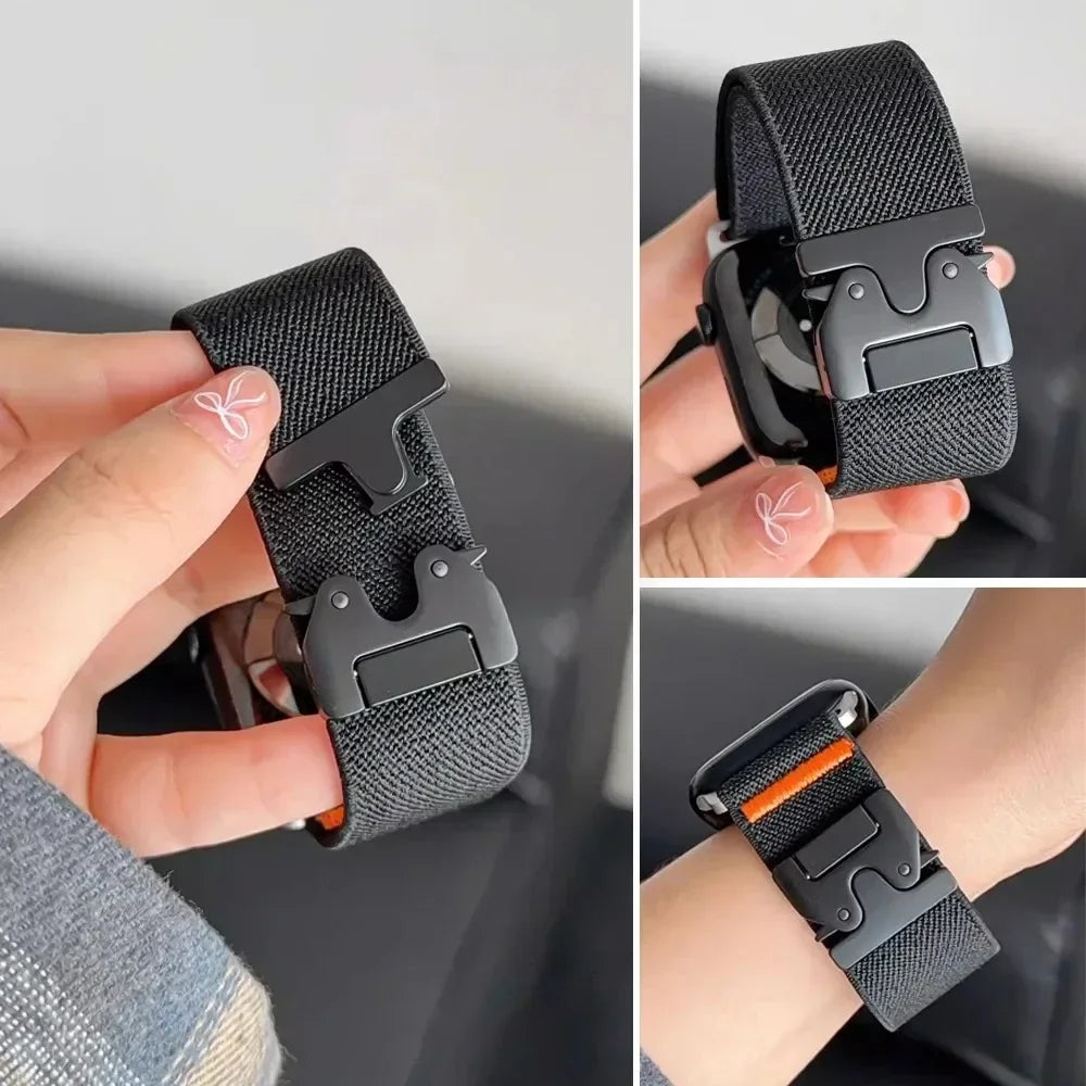 parachute buckle Nylon band for Apple Watch band Ultra 2 49mm 46mm 42mm 45mm 41mm 44mm Elastic band Apple Watch Series 10 9 8 7 6 SE