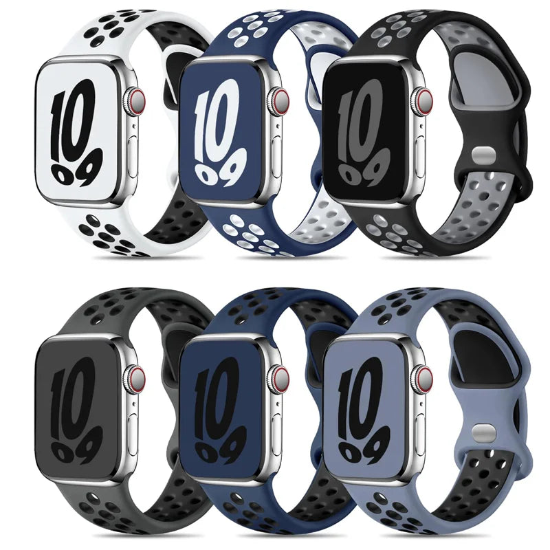 Sport band for Apple Watch band 44mm 40mm 42mm 38mm 41mm 45mm Air hole Silicone band Apple Watch Series 9 8 7 6 SE 5 Ultra 2 49mm