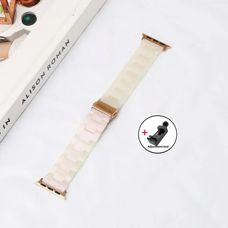 Luxury Resin band for Apple Watch Ultra 2 band 49mm 45mm 41mm 40mm 44mm 38mm 42mm Link band Apple Watch Series 9 7 8 6 SE 5 4 3