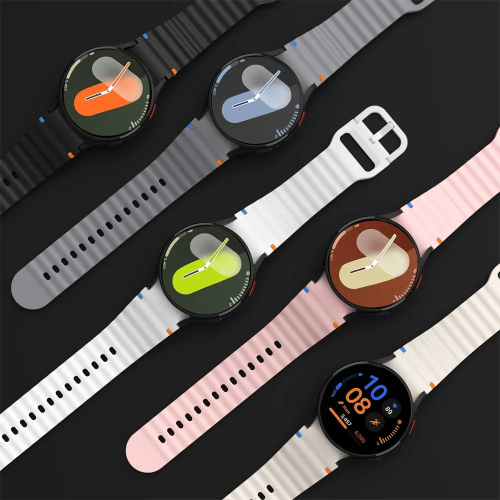 Official Silicone Strap For Samsung Galaxy Watch 7/FE/6/5/4 44mm 40mm 5 Pro Wave Bracelet Galaxy Watch 6 Classic 47mm 43mm Band