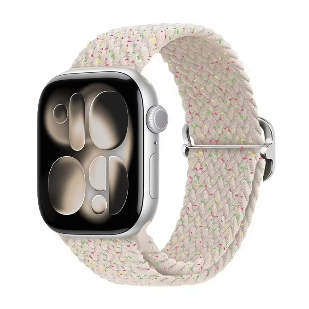 Braided band For Apple Watch band 44mm 45mm 49mm 46mm 40mm 41mm 38mm Elastic Adjustable Nylon band Apple Watch Series 11 10 9 8 SE 7 Ultra3