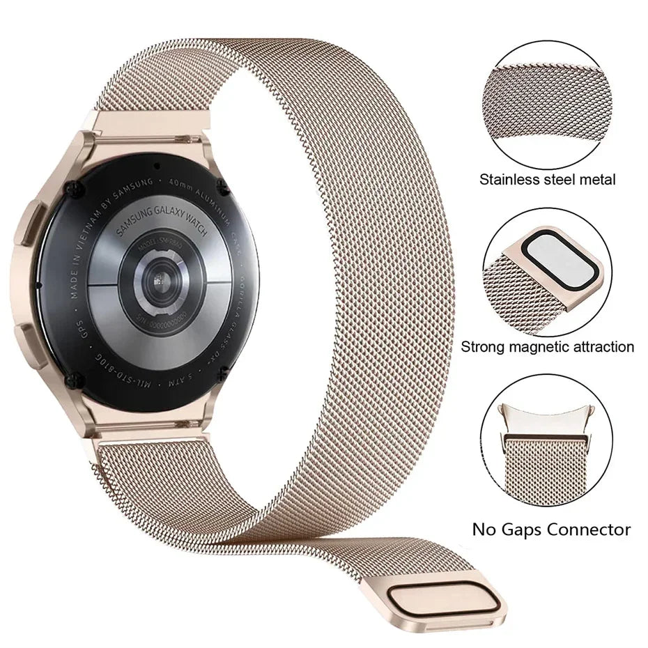 No Gaps Band For Samsung Galaxy Watch 7/FE/6/4/5/5 pro 44mm 40mm 20mm Milanese Loop Bracelet Galaxy 4-6 classic 43mm 47mm Band