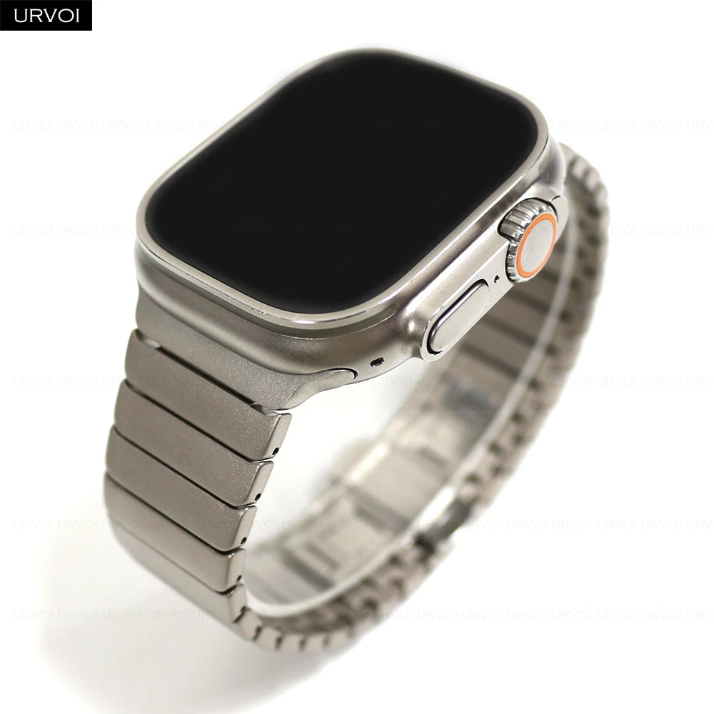 URVOI band for Apple Watch Ultra 3 2 Link band gen.1 3 stainless steel band butterfly clasp wristband for Apple Watch 45mm 46mm 49mm