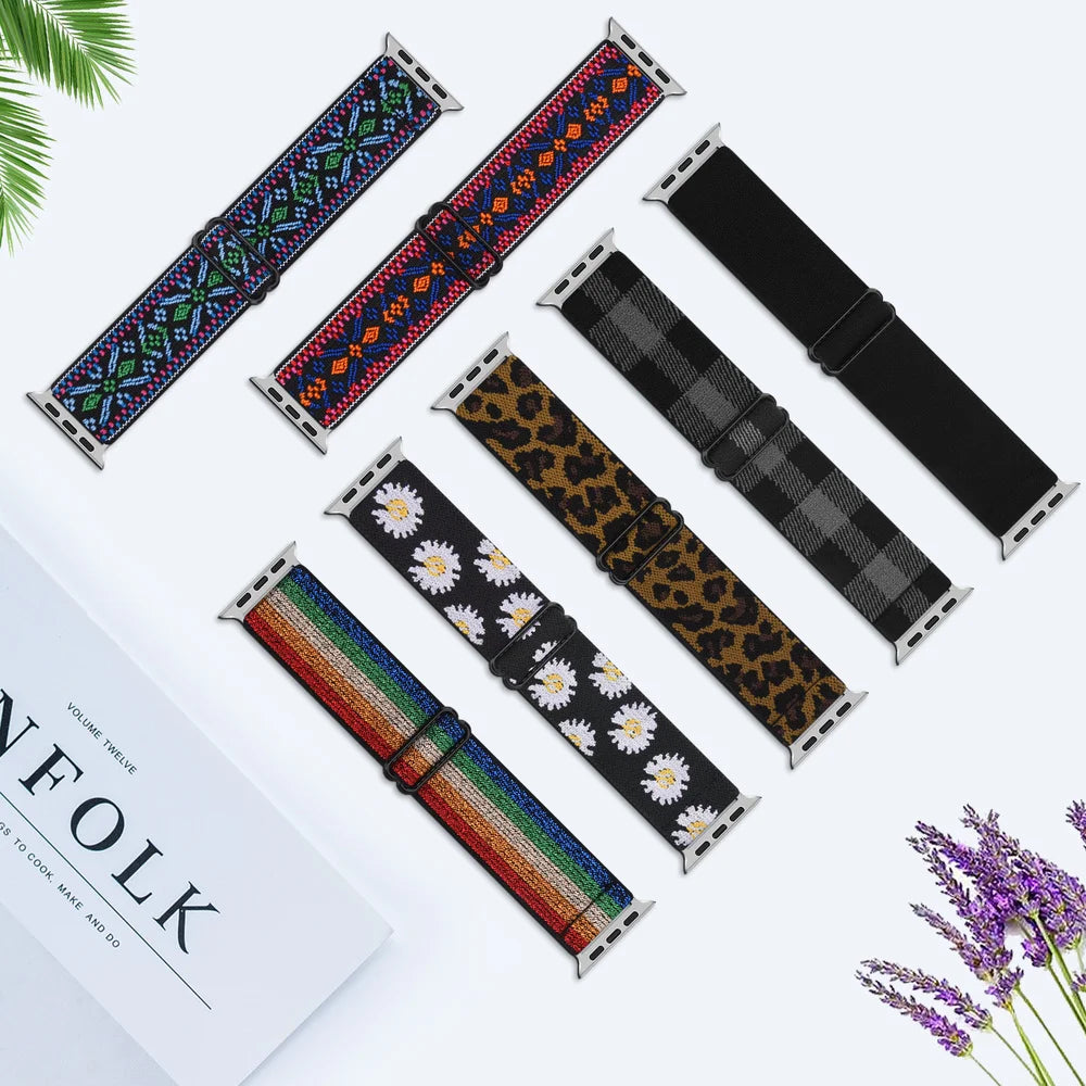 Scrunchie band for Apple Watch band 44mm 40mm 38mm 42mm Elastic Nylon SmartWatch band For Apple Watch 7 6 5 4 3 2 1 SE Watchband