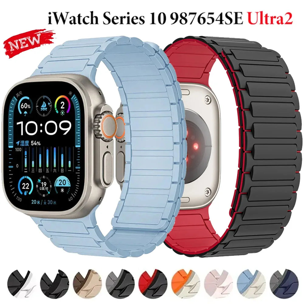 Magnetic Loop band for Apple Watch Ultra 2 1 band 49mm 10 9 8 7 46mm 42mm 45mm 41mm Silicone band Apple Watch 6 5 4 SE 40mm 44mm