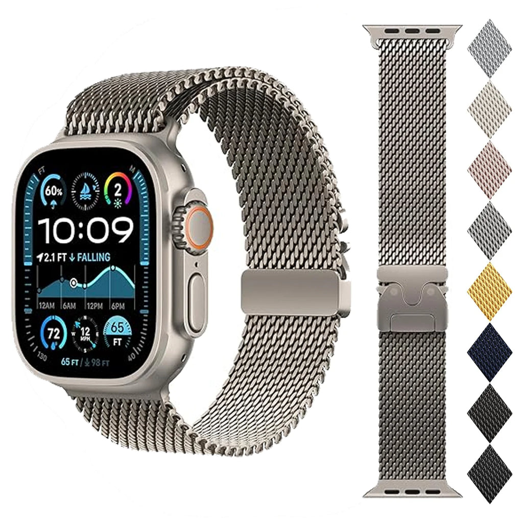 Milanese Mesh Loop for Apple Watch band 49mm 46mm 45mm 44mm 42mm Stainless Steel metal band for Apple Watch Series 10 9 8 7 Ultra 2