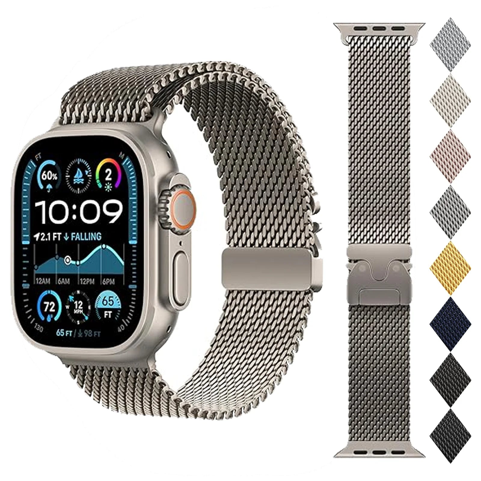 Milanese Mesh Loop for Apple Watch band 49mm 46mm 45mm 44mm 42mm Stainless Steel metal band for Apple Watch Series 10 9 8 7 Ultra 2