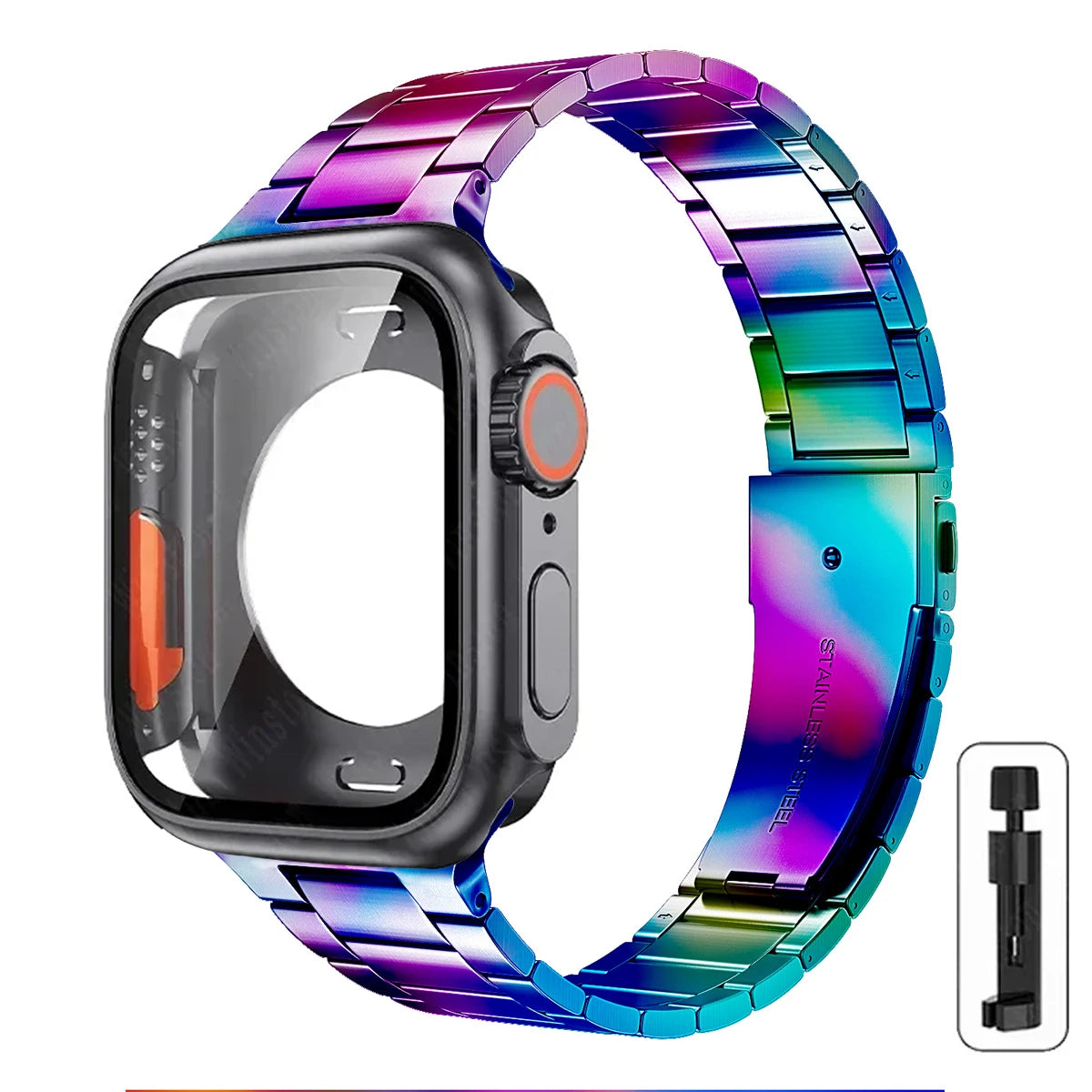 Change to Ultra Case+Band For Apple Watch 46mm 44mm 41mm 45mm metal Stainless Steel band for Apple Watch Series Series11 10 9 8 7 6 SE 5