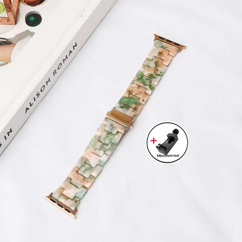 Resin band for Apple Watch band 44mm 40mm 45mm 49mm 38mm 42mm 41mm Fashion Wrist band for Apple Watch Series 8 7 6 5 4 3 2 1 Ultra 2