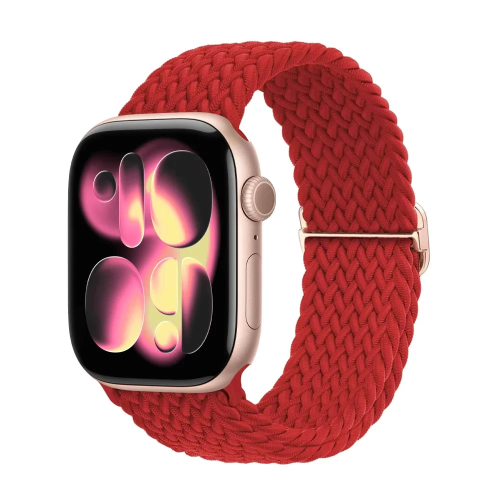Braided band For Apple Watch band 44mm 45mm 49mm 46mm 40mm 41mm 38mm Elastic Adjustable Nylon band Apple Watch Series 11 10 9 8 SE 7 Ultra3