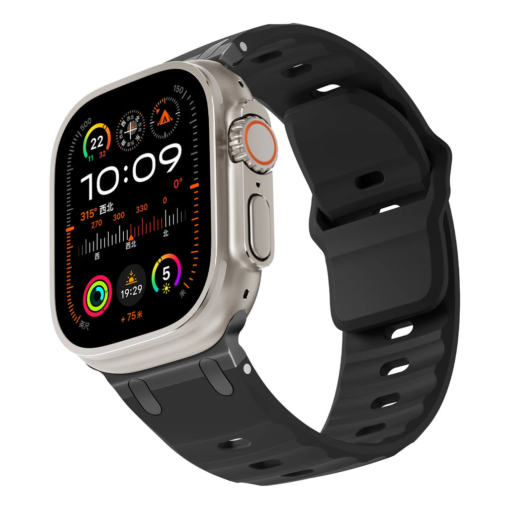 Sport Silicone band for Apple Watch Ultra 2 band 49mm Stainless Steel correa band Apple Watch Series 9 8 7 SE 10 45mm 44mm 46mm