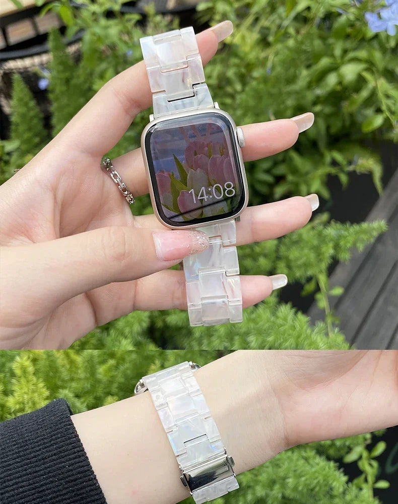 Resin band for Apple Watch band 44mm 40mm 45mm 49mm 38mm 42mm 41mm Fashion Wrist band for Apple Watch Series 8 7 6 5 4 3 2 1 Ultra 2