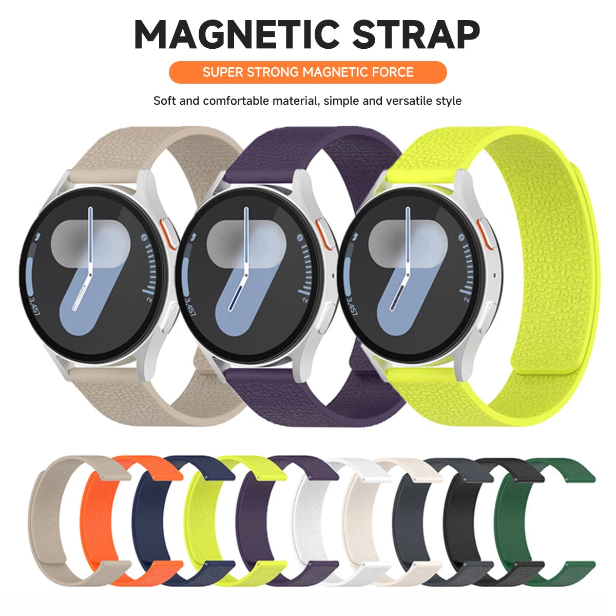 18mm 20mm 22mm Silicone Magnetic Loop Strap For Samsung Galaxy Watch 7/6/5/4 Active 2 Amazfit Bracelet HUAWEI Watch GT 2e 3 Band