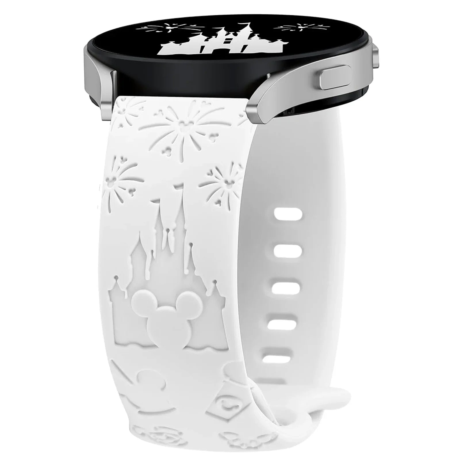 20mm Castle Floral Engraved Band for Samsung Galaxy Watch 7 6 5 4 40/44mm Silicone Cute Strap for Watch 6Classic 47mm 5Pro 45mm