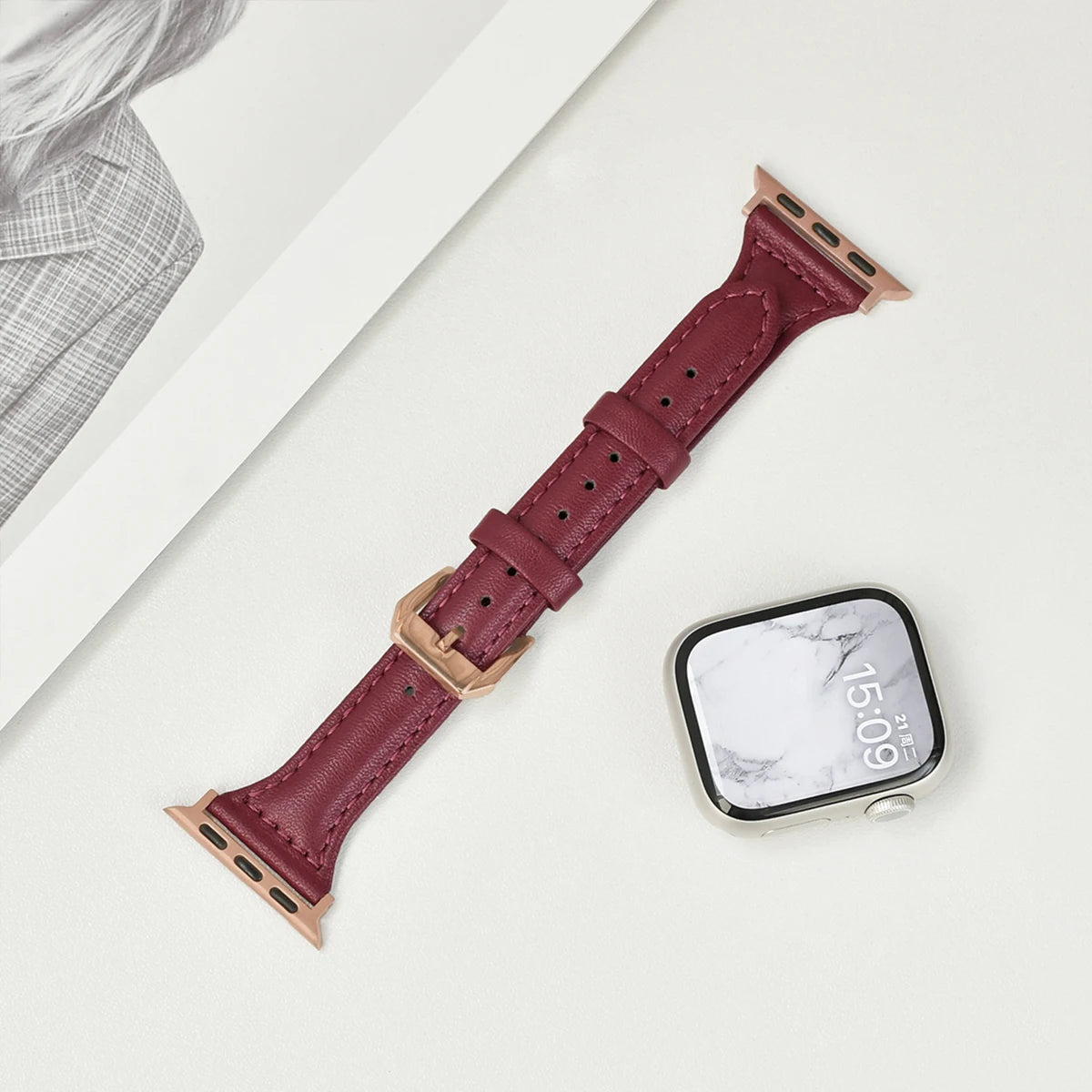 Slim Leather band For Apple Watch Series 10 11 42mm 46mm 9 8 7 41mm 45mm band 42mm Ultra 49mm band Apple Watch SE 6 5 4 3 40mm 44mm