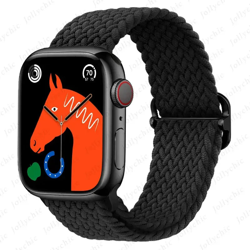 Braided Solo Loop band For Apple Watch Ultra 2 band 49mm 44mm 40mm 45mm 41mm 42mm 38mm band Apple Watch Series 9 8 7 6 SE 3