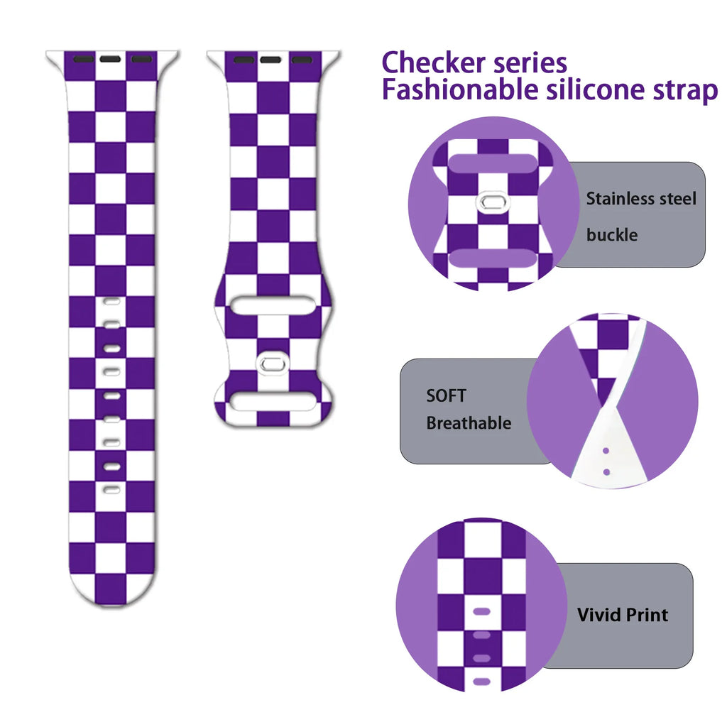 Lattice Printed band for Apple Watch 10 9 8 7 SE Silicone band Replaceable band for Apple Watch 46mm 44mm 42mm 41mm Watchband