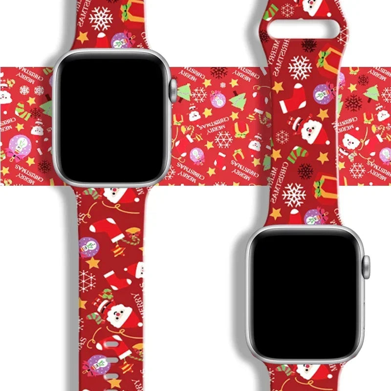 Christmas band for Apple Watch band 40mm 41mm 42mm 44mm 45mm 49mm 46mm Silicone Sport band Apple Watch Ultra 10 9 8 7 6 5 4 3 SE