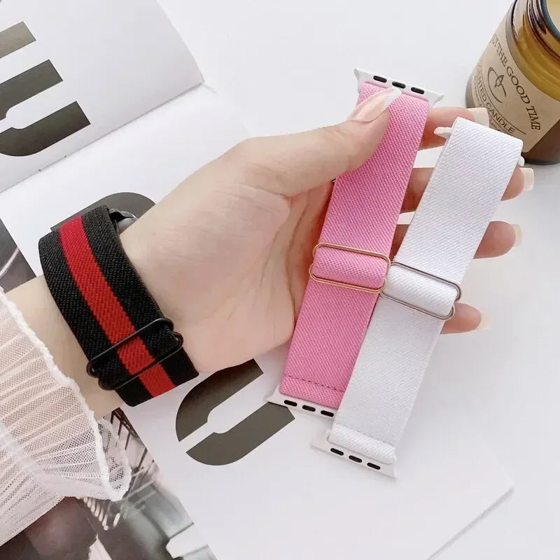 Bohemian Nylon band for Apple Watch Ultra 2 49mm 42mm 45mm 38mm 40mm 41mm 44mm Elastic Shiny band Apple Watch Series 10 9 8 7 6 5 4 3 SE